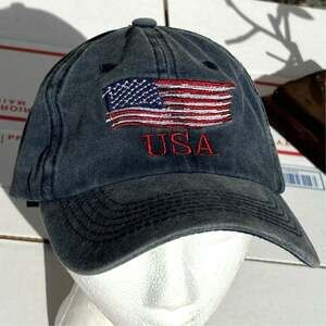 Gray & Red USA Men's Hat